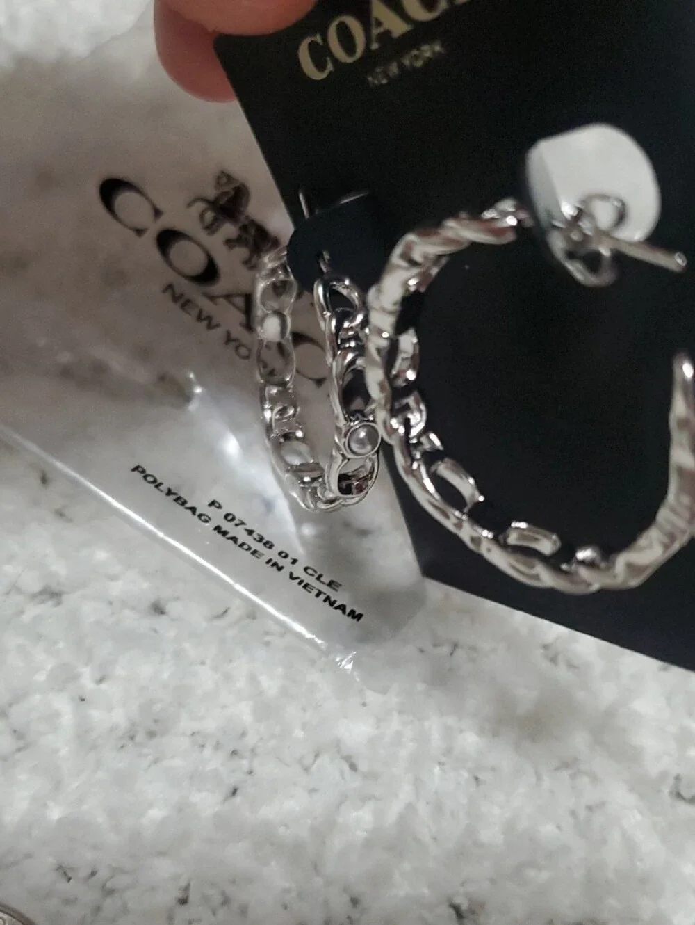 COACH Silver Twisted Hoop Earrings - Picture 4 of 5
